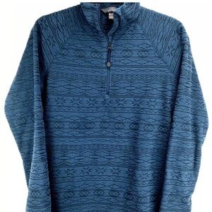 EUC Eddie Bauer Women’s Blue Fleece Quarter Zip Aztec Pattern Pullover